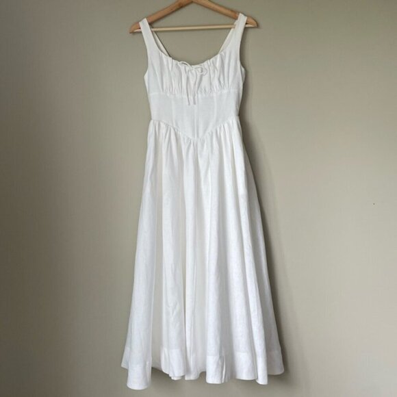 NEW Reformation Balia Linen Sleeveless Midi Dress in White | US 4 UK 8 - Picture 7 of 16